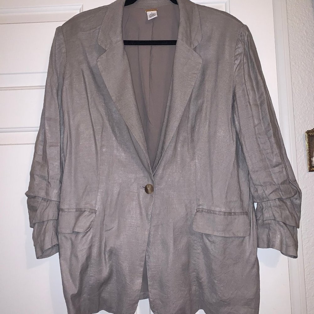 Magaschoni grey linen blazer